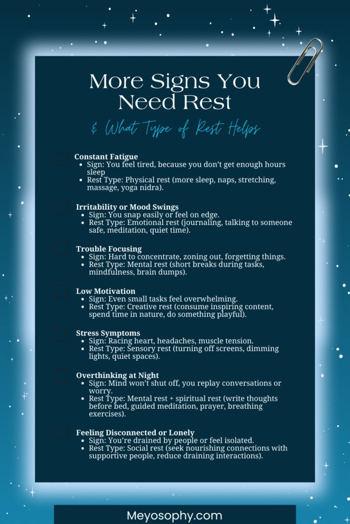 More signs you need rest and what type of rest helps